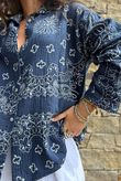 Cala Cushion Cotton Bandana Relaxed Shirt Navy